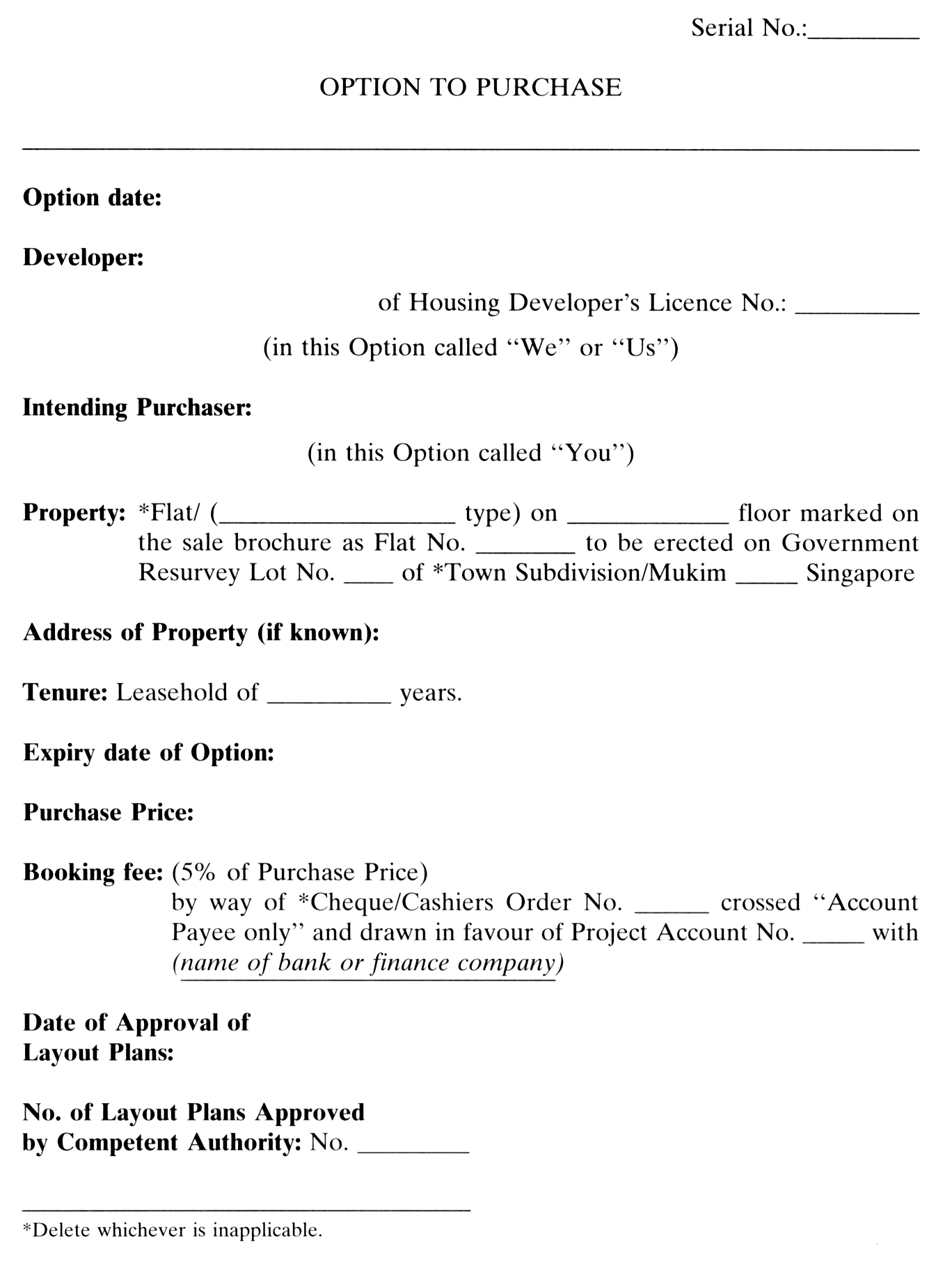 purchaser and developer between agreement Executive Housing Condominium Scheme (Amendment